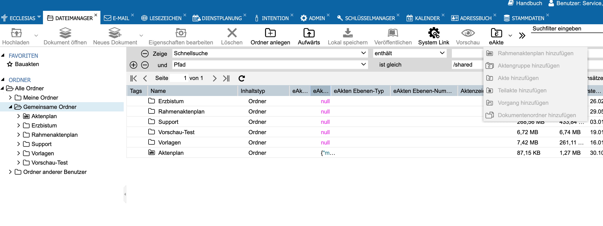Abbildung: Einbindung eAkte in Dateimanager