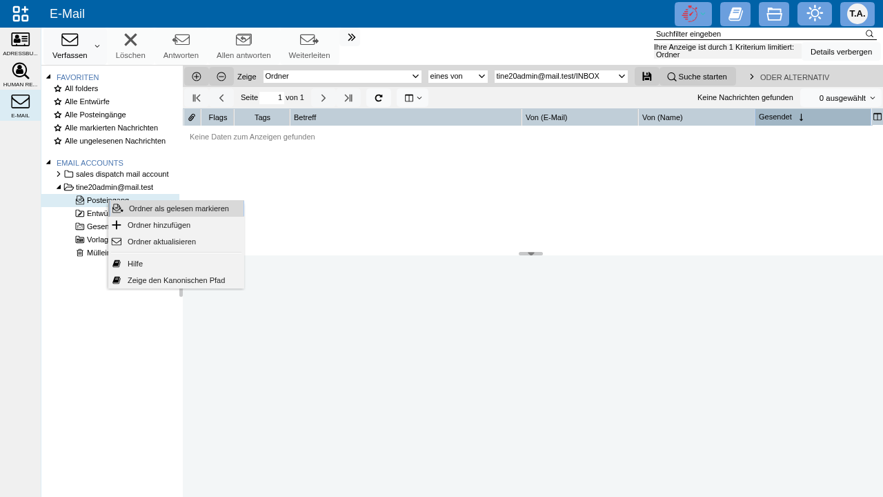 Abbildung: Weitere Funktionen im Kontextmenü eines E-Mail-Ordners