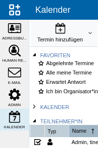 Abbildung: Favoriten des Kalenders