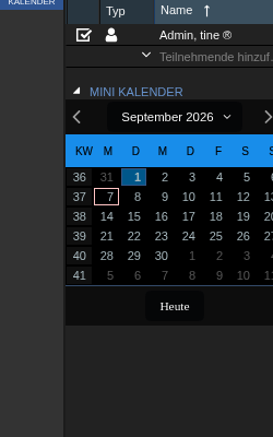 Abbildung: Minikalender mit KW-Auswahl