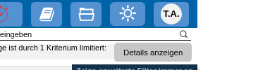 Abbildung: Das Suchfenster auf der rechten Seite über der Tabelle