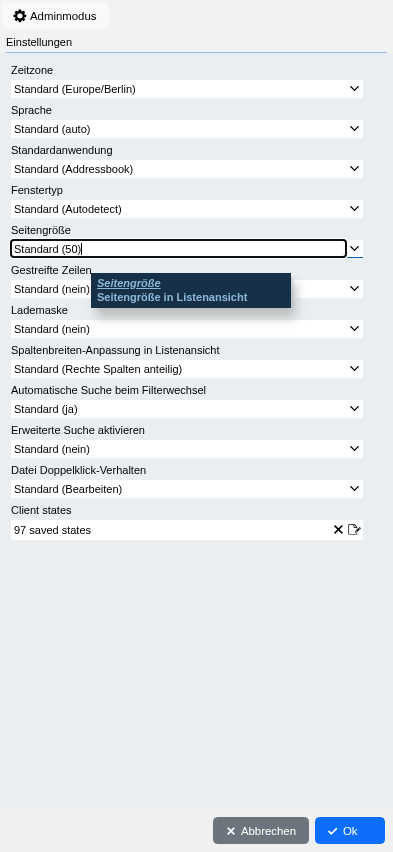 Abbildung: Die Nutzereinstellungen für die "CRM"-Anwendung.