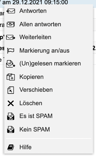 Abbildung: Manuelles markieren von SPAM, kein SPAM