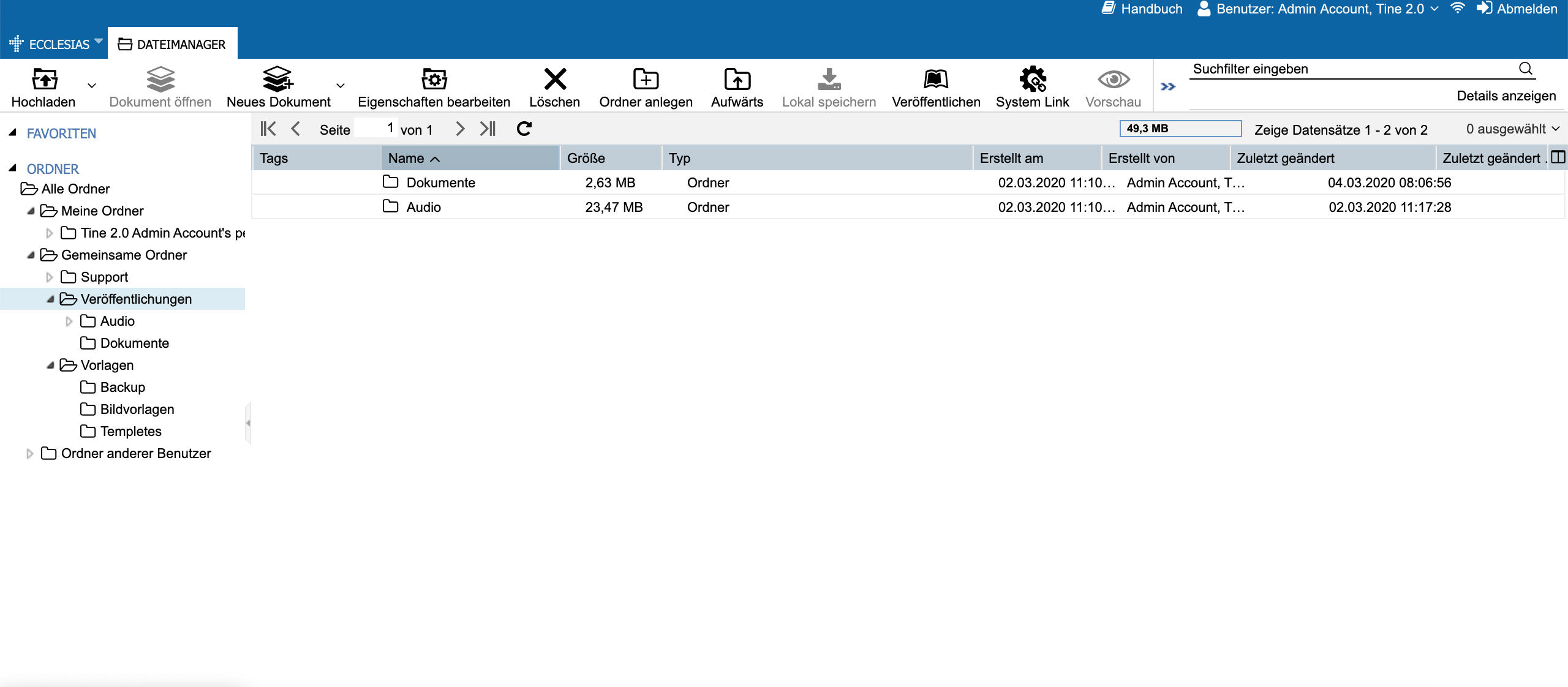 Abbildung: Dateimanagers mit Only Office Integriert