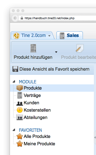 Abbildung: Module der Sales-Anwendung