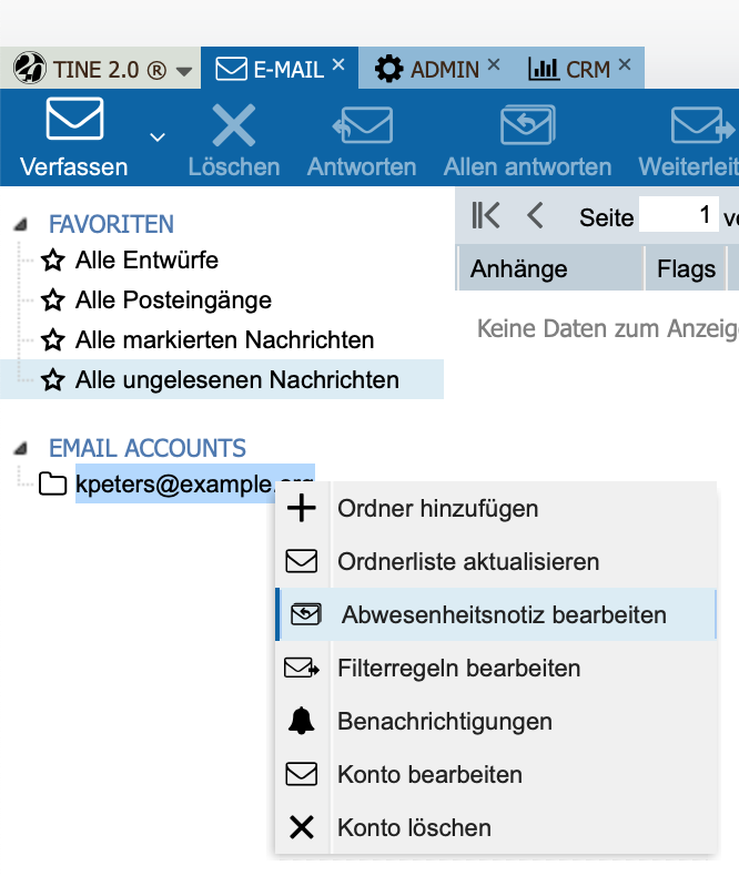 Abbildung: Abwesenheitsnotiz setzen